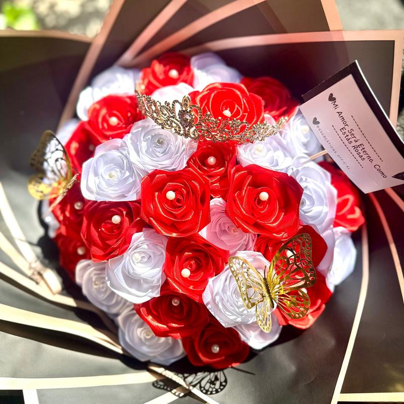 Eternal Roses Satin Ribbon - 25 Yards, 1.5" Width, 5 Rolls, Multi-Purpose Decorative Ribbon Rosas Eterna