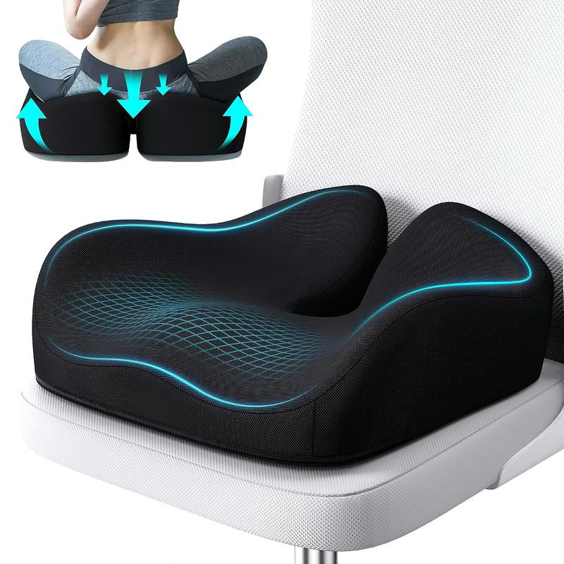 Non-Slip Memory Foam Chair Seat Cushion for Office Home Chair for Tailbone Pain - Car Seat Cushion Driving - Sciatica & Back Pain Relief