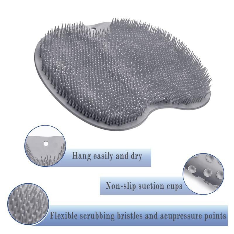 Exfoliating Shower Scrubber: Silicone Foot Mat for Back & Feet Cleaning, Wall-Mounted with Slip Suction Cups, Bathing Accessory. Madani Cosmetics