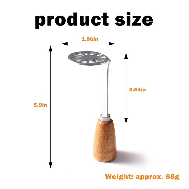 2 Counts Stainless Steel Potato Masher, Heavy Duty Manual Masher with Wood Handle, Kitchen Tool for Avocado, Bean, Pumpkin