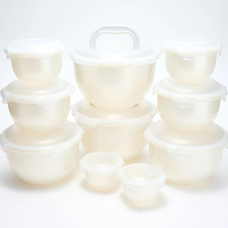 Locknlock 10-Pc Nestable Colored Body Tulip Bowls W/ (2) Handle Lids