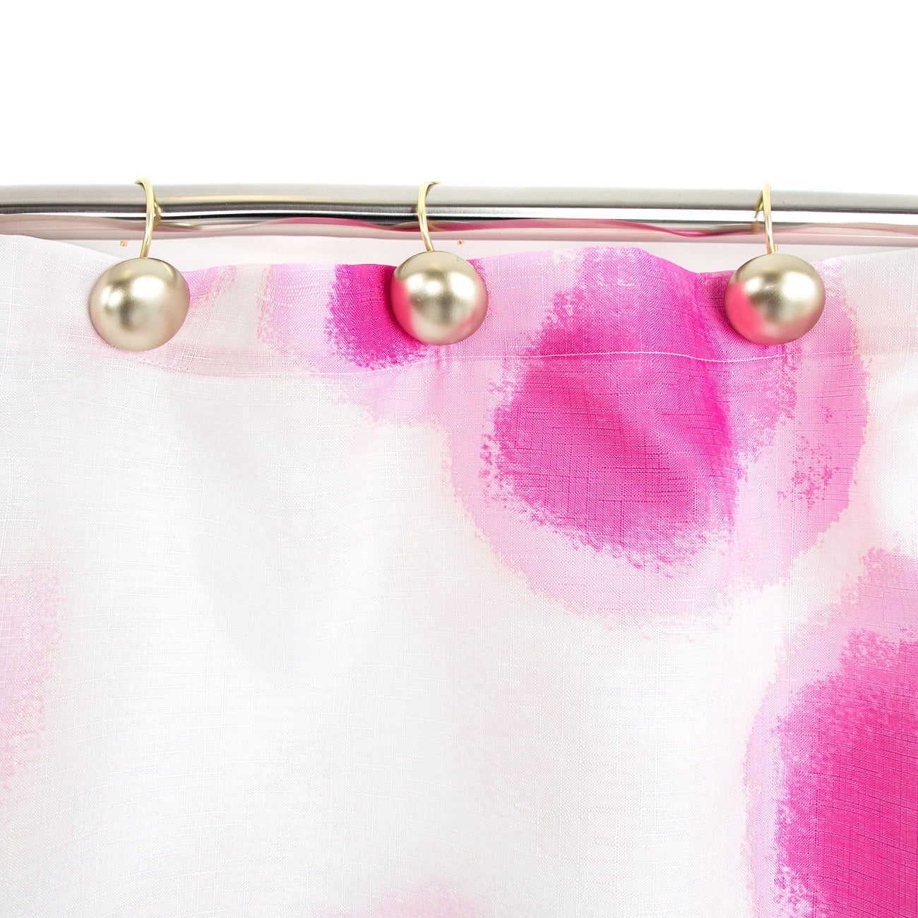 Pink Tie Dye Shower Curtain and Hooks Set, Microfiber