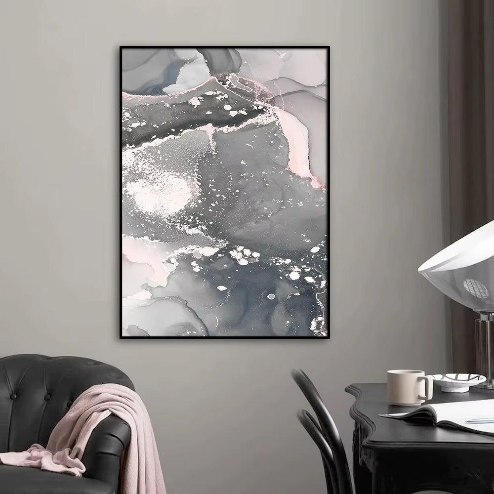 Scandinavian Abstract Pink Grey Marble Posters Prints Canvas Painting Wall Art Pictures Nordic Style Living Room Home Decoration