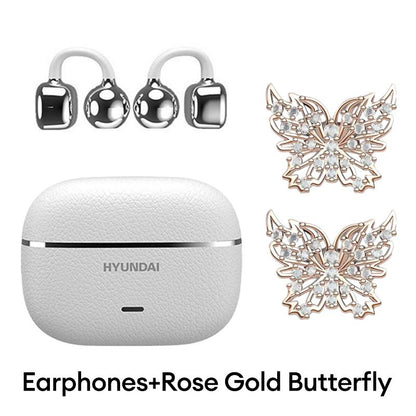 HYUNDAI C03 Clip on Wireless Headphones with 2025 Bluetooth 6.0 for Faster, Stable Connection & Low Power Use, DT6.0 Pulse Directional Tech, 360° ACS Panoramic Sound, IPX5 Waterproof Audio Earbuds for Music & Calls, Comfortable for Sports