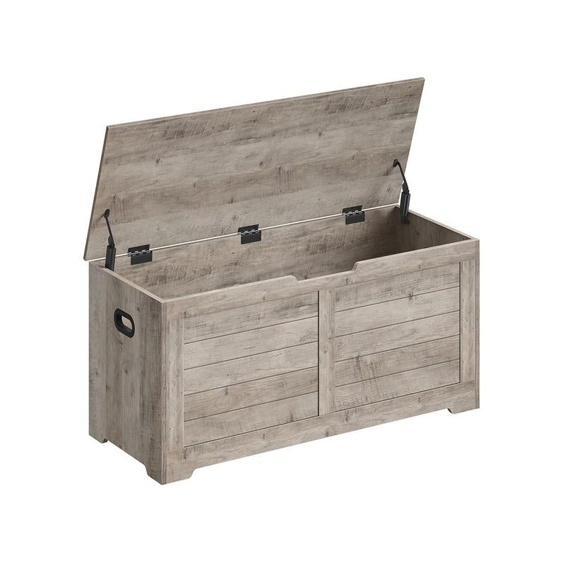 SONGMICS HOME Storage Chest, Storage Trunk with 2 Safety Hinges, Storage Bench, Shoe Bench, Farmhouse Style