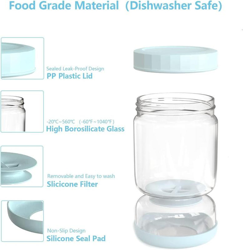 Upgrade Flip Lid Strainer Pickle Jar - Glass Pickle Jar with Strainer Lid, No Mess Pickle Storage Container, Kitchen Organization Gift for Mom, Mothers Day Gift Idea, Food Storage Jar for Pickles, Veggies, Fruits