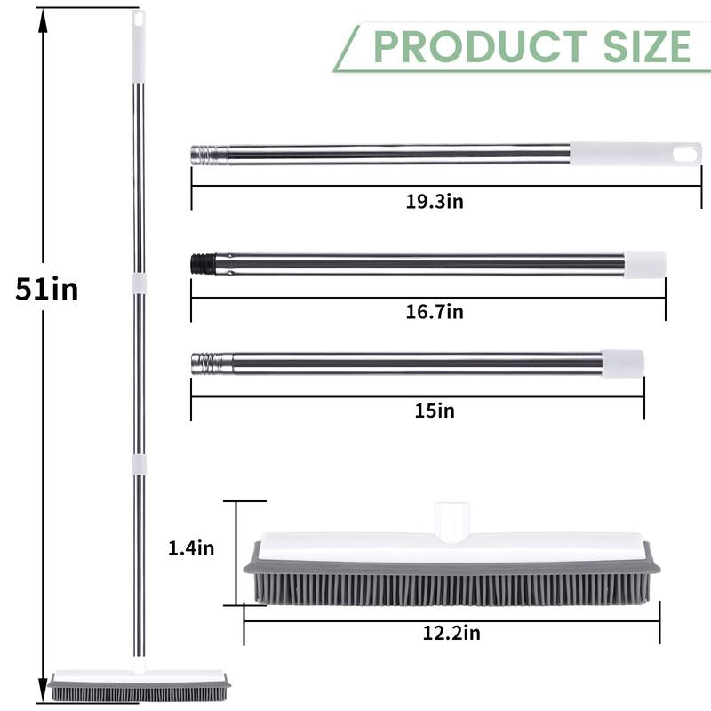 Pet Hair Remover Broom Removal Broom Rubber Broom for Floor Cleaning Tile Windows Carpet Rake Squeegee with Stainless Steel Handle Dealsforyoudays