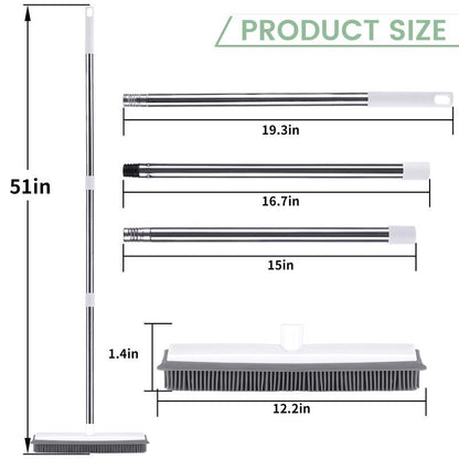 Pet Hair Remover Broom Removal Broom Rubber Broom for Floor Cleaning Tile Windows Carpet Rake Squeegee with Stainless Steel Handle Dealsforyoudays