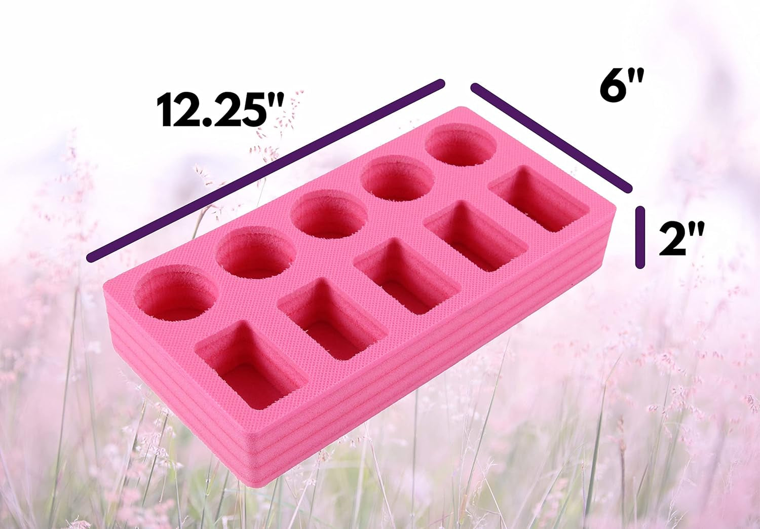 Lotion and Body Spray Stand Organizer Tray Pink Durable Foam Washable Waterproof Insert for Home Bathroom Bedroom Office 12 X 6 X 2 Inches 10 Slots