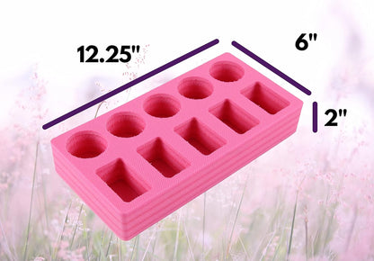 Lotion and Body Spray Stand Organizer Tray Pink Durable Foam Washable Waterproof Insert for Home Bathroom Bedroom Office 12 X 6 X 2 Inches 10 Slots