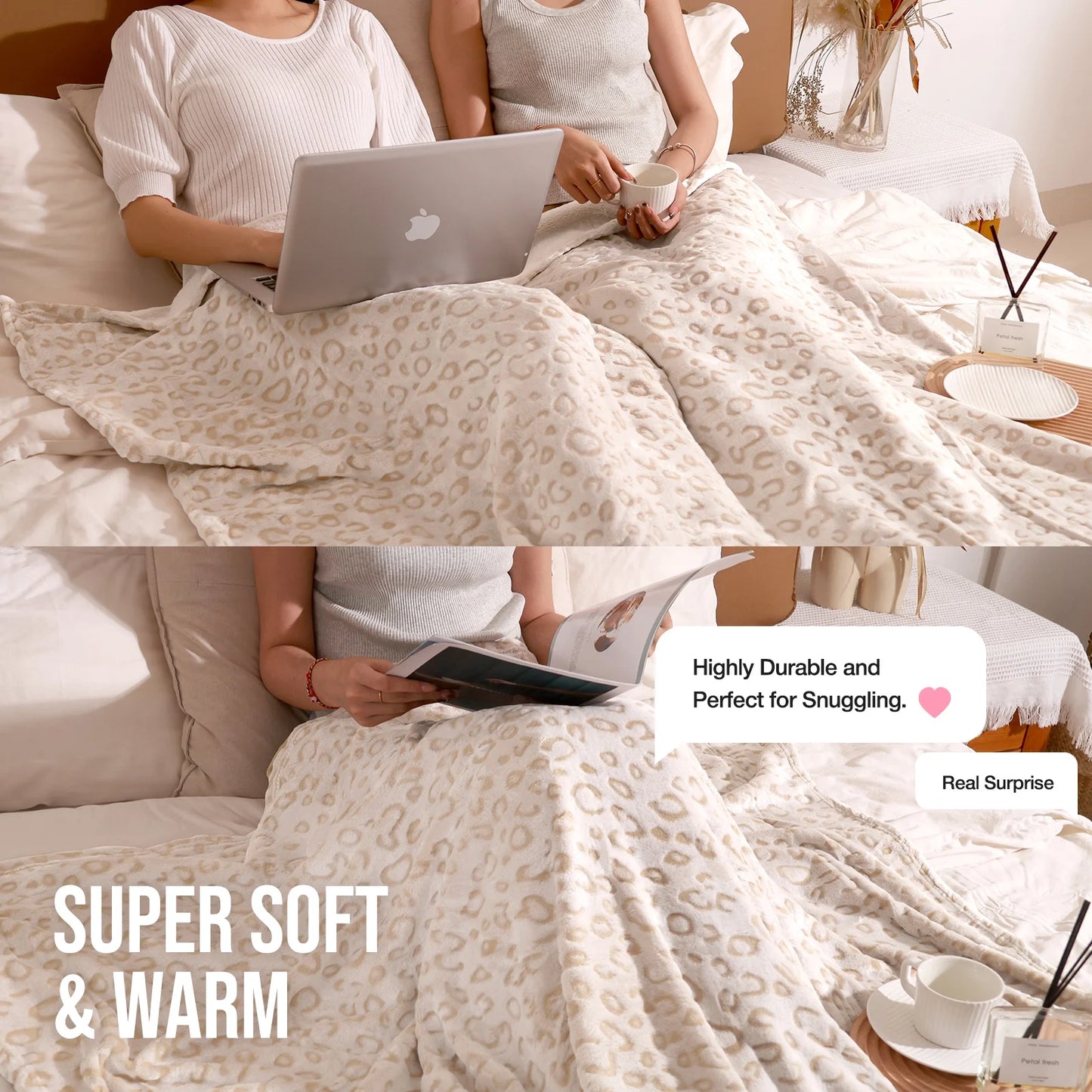 Flannel Fleece Throw Blanket, Lightweight Cozy Plush Leopard Blanket (50"X60")-Cheetah Blanket Leopard Throw Blanket for Couch Bed Sofa