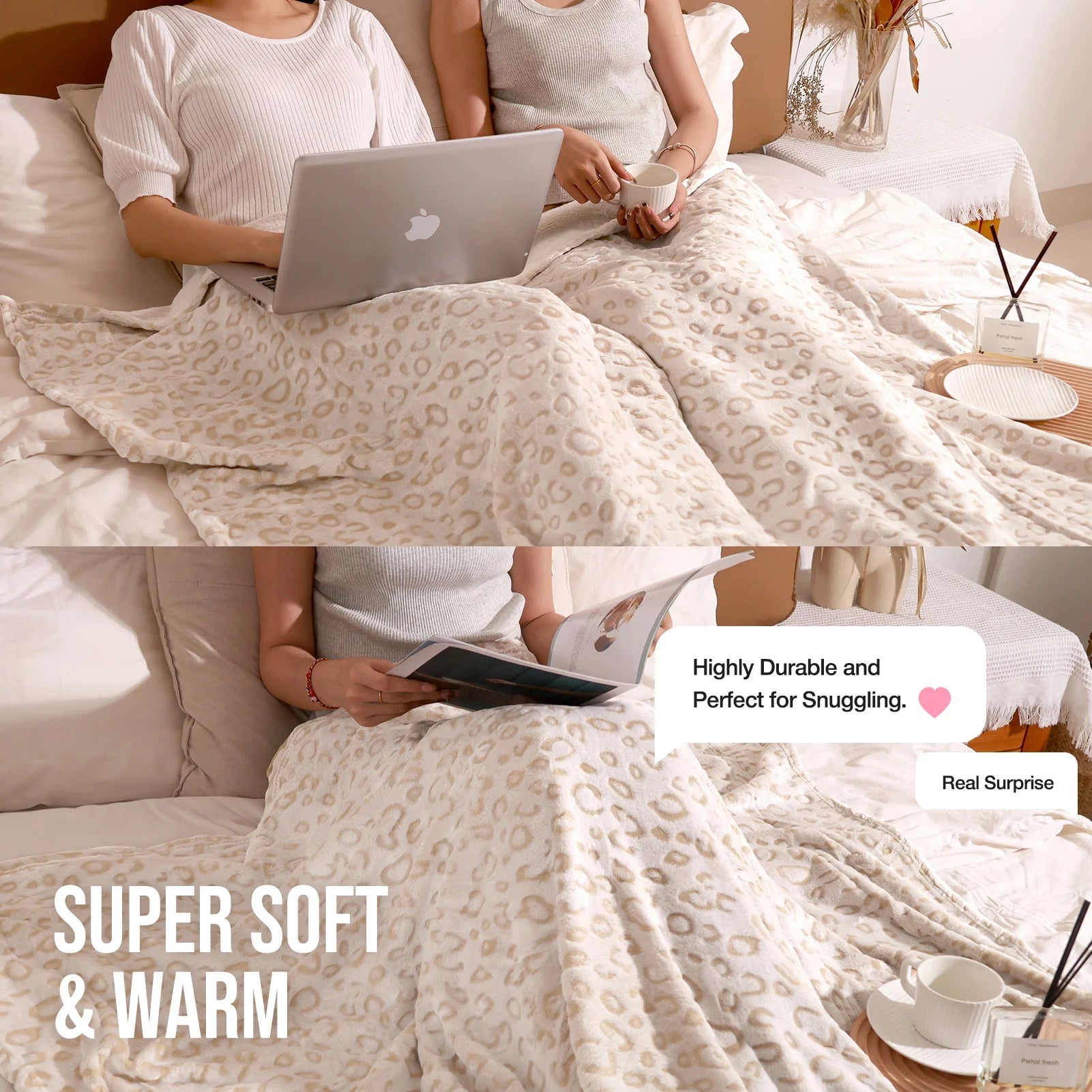 Flannel Fleece Throw Blanket, Lightweight Cozy Plush Leopard Blanket (50"X60")-Cheetah Blanket Leopard Throw Blanket for Couch Bed Sofa