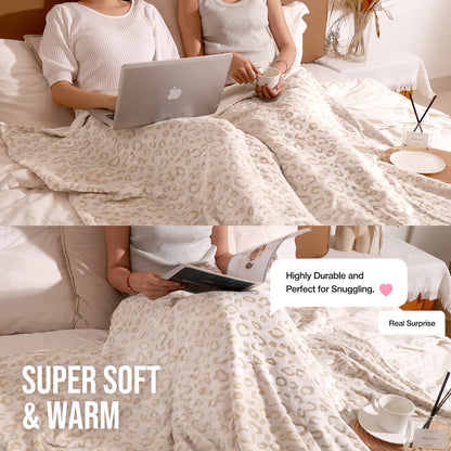 Flannel Fleece Throw Blanket, Lightweight Cozy Plush Leopard Blanket (50"X60")-Cheetah Blanket Leopard Throw Blanket for Couch Bed Sofa