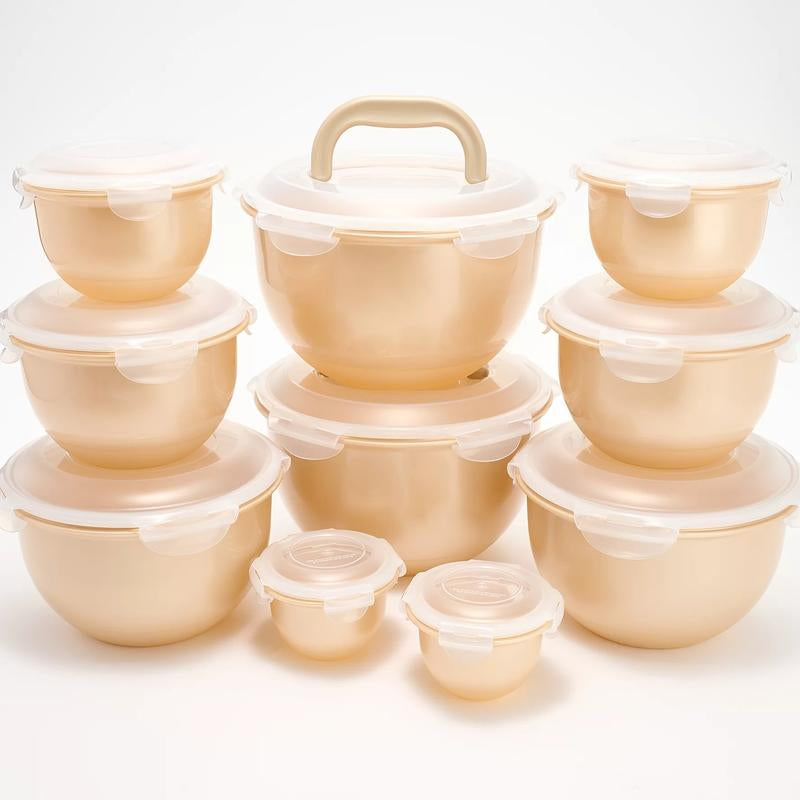 Locknlock 10-Pc Nestable Colored Body Tulip Bowls W/ (2) Handle Lids