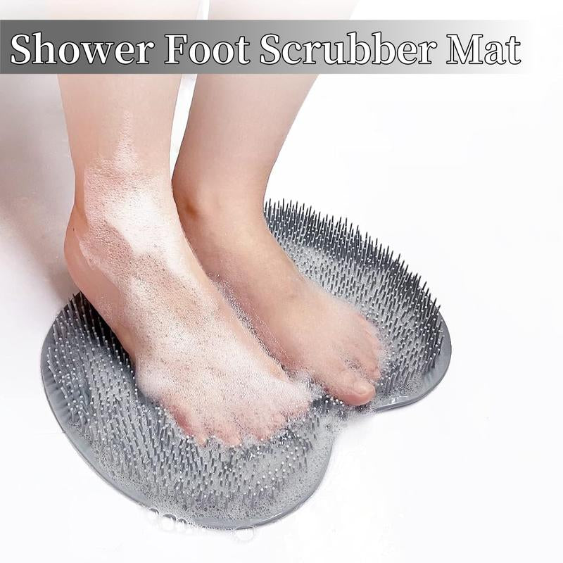 Exfoliating Shower Scrubber: Silicone Foot Mat for Back & Feet Cleaning, Wall-Mounted with Slip Suction Cups, Bathing Accessory. Madani Cosmetics