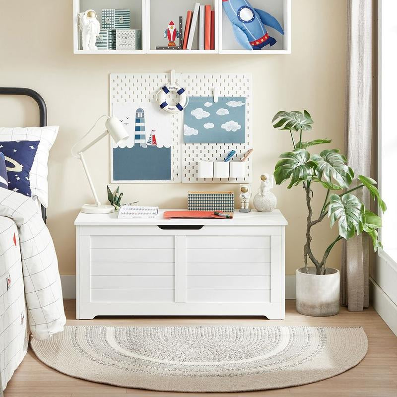 SONGMICS HOME Storage Chest, Storage Trunk with 2 Safety Hinges, Storage Bench, Shoe Bench, Farmhouse Style
