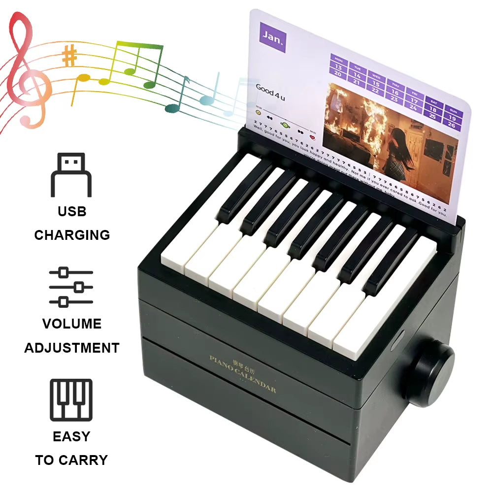 Singer Piano Calendar 2025 Piano Desk Calendar Desktop Peripheral Ornaments with 27 Music Calendar Cards 26 Songs Gift for Fans