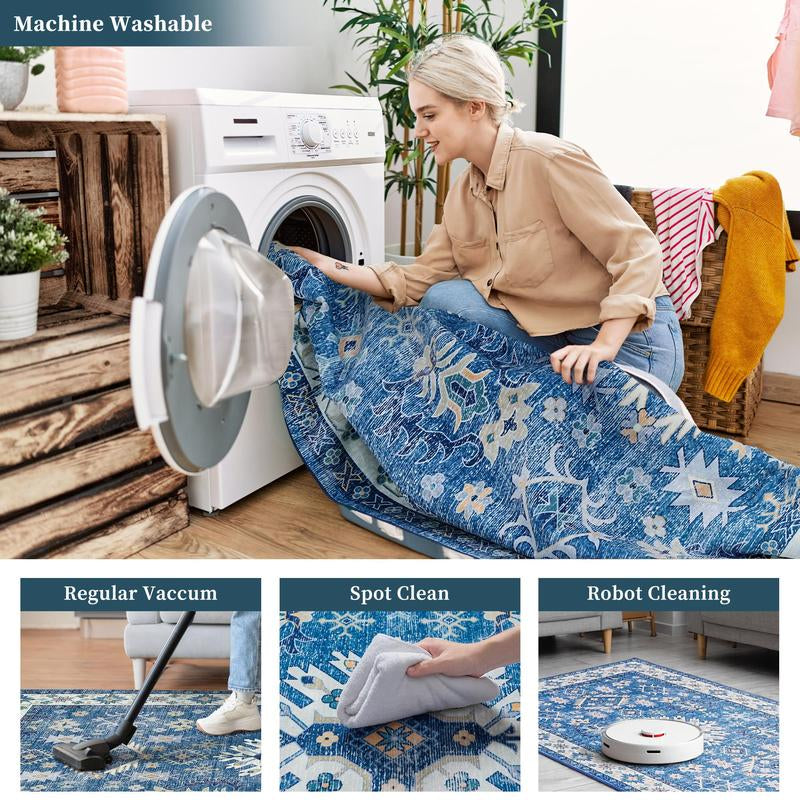 Vipfree 8X10Ft Polka Dot Bohemian Rug 35 Patterns Super Soft Non-Slip Foldable Washable for Living Room Entryway Bedroom Kitchen Corridor Kid & Pet Friendly Stain-Resistant Machine Washable Easy Fit under Furniture