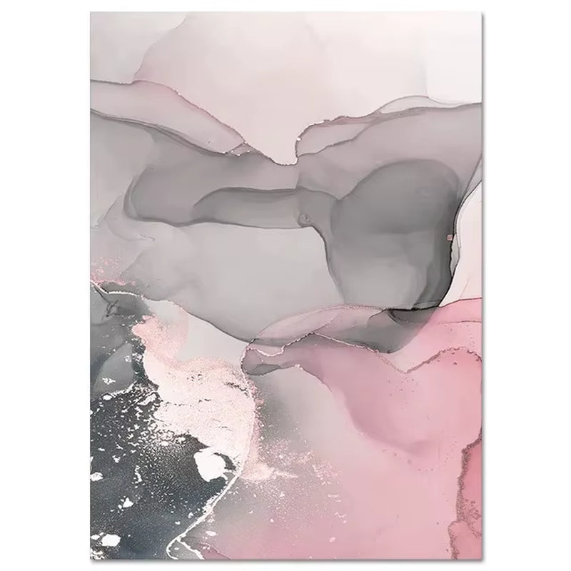 Scandinavian Abstract Pink Grey Marble Posters Prints Canvas Painting Wall Art Pictures Nordic Style Living Room Home Decoration