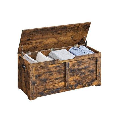 SONGMICS HOME Storage Chest, Storage Trunk with 2 Safety Hinges, Storage Bench, Shoe Bench, Farmhouse Style