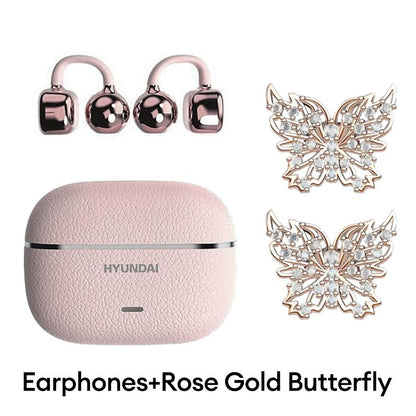 HYUNDAI C03 Clip on Wireless Headphones with 2025 Bluetooth 6.0 for Faster, Stable Connection & Low Power Use, DT6.0 Pulse Directional Tech, 360° ACS Panoramic Sound, IPX5 Waterproof Audio Earbuds for Music & Calls, Comfortable for Sports