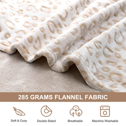 Flannel Fleece Throw Blanket, Lightweight Cozy Plush Leopard Blanket (50"X60")-Cheetah Blanket Leopard Throw Blanket for Couch Bed Sofa
