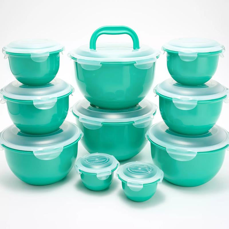 Locknlock 10-Pc Nestable Colored Body Tulip Bowls W/ (2) Handle Lids