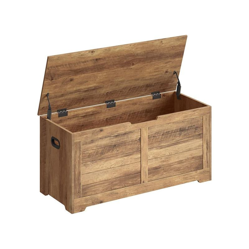 SONGMICS HOME Storage Chest, Storage Trunk with 2 Safety Hinges, Storage Bench, Shoe Bench, Farmhouse Style