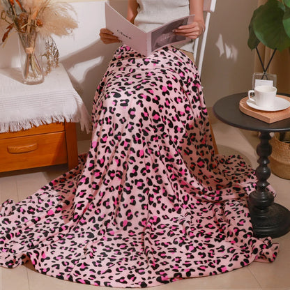 Flannel Fleece Throw Blanket, Lightweight Cozy Pink Leopard Blanket Adult, Cheetah Print Blanket Pink, 60X70 Inch