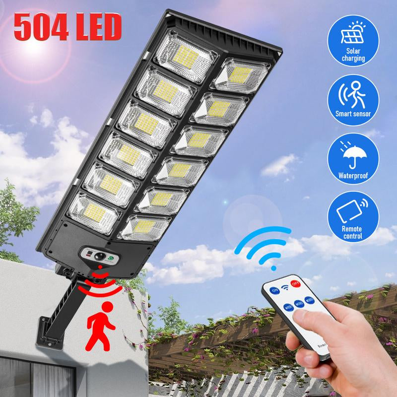 Solar Street Light Outdoor Solar Parking Lot Light, LED Wide Angle Lamp with Motion Sensor IP67 Waterproof Commercial Lighting Modern，Dealsforyoudays