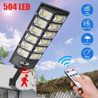 Solar Street Light Outdoor Solar Parking Lot Light, LED Wide Angle Lamp with Motion Sensor IP67 Waterproof Commercial Lighting Modern，Dealsforyoudays