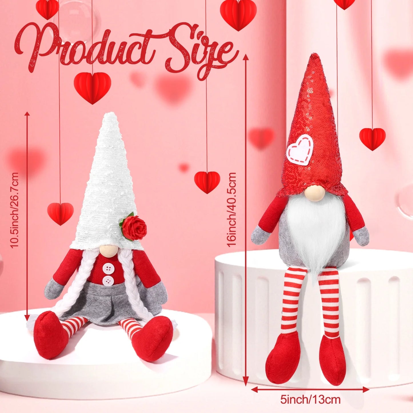 Valentines Day Gnome Plush Elf Decorations - 2PCS Mr and Mrs Handmake Scandinavian Tomte for Valentine'S Day Table Decor, Valentine'S Present