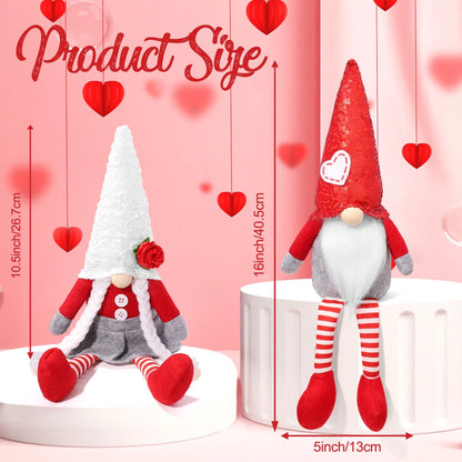 Valentines Day Gnome Plush Elf Decorations - 2PCS Mr and Mrs Handmake Scandinavian Tomte for Valentine'S Day Table Decor, Valentine'S Present