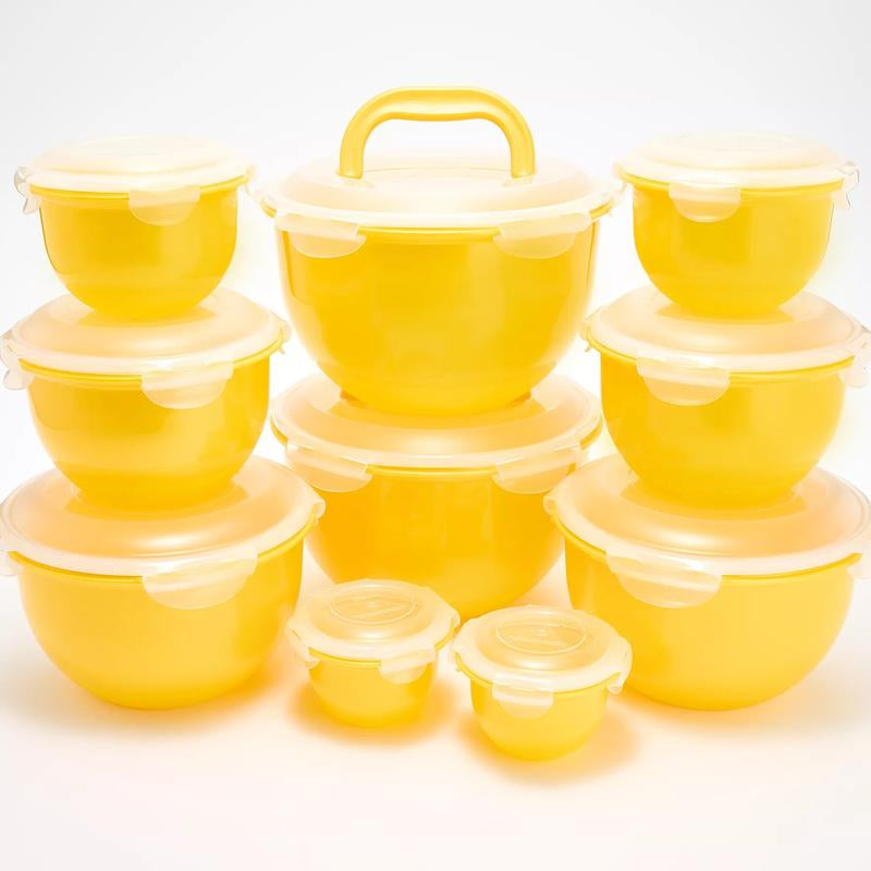 Locknlock 10-Pc Nestable Colored Body Tulip Bowls W/ (2) Handle Lids