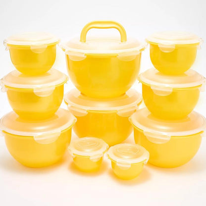 Locknlock 10-Pc Nestable Colored Body Tulip Bowls W/ (2) Handle Lids