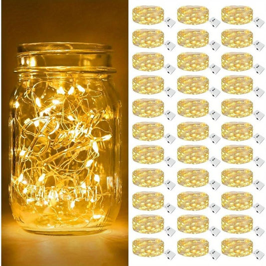 30-Pack LED Fairy Lights Battery Operated, Silver Wire, 20 Leds, 6.5 Feet Twinkle Firefly Star & Moonlight String Lights for DIY, Wedding, Party, Bedroom, Garden, Christmas, Valentine'S Day, Flowers, Warm White
