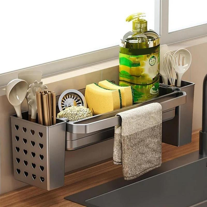 Sink Drain Rack, Kitchen Metal Sponge Drain Holder, Multifunctional Storage Rack for Home, Storage Organizer, Kitchen Essentials & Accessories