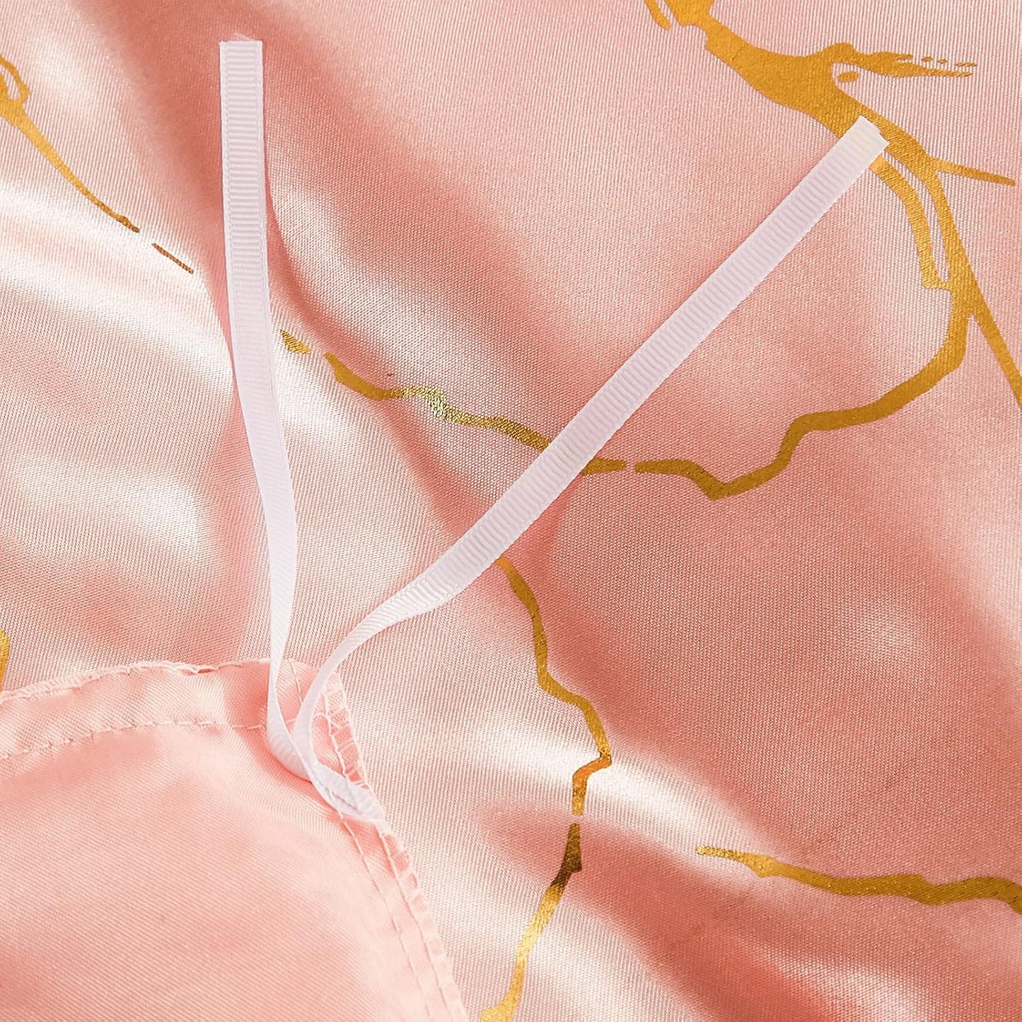 Pink Bedding Set Pink Satin Duvet Cover Set King Size 3 Pcs Girls Pink Metallic Marble Design Luxurious Silky Bedding Queen 1 Duvet Cover 2 Pillowcases (Queen, Pink)