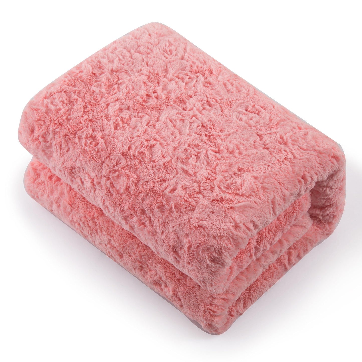 Luxury Blossom Pink Rose Buds Pink Sherpa Backside Faux Fur Throw Blanket (BL-171752)