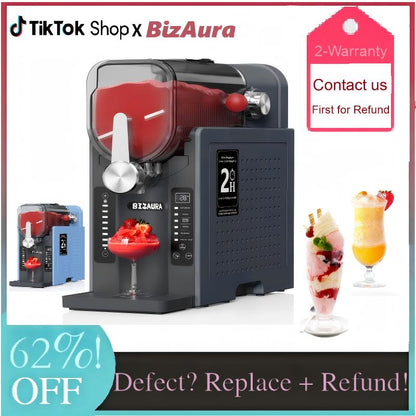 Bizaura Slushie Machine: Fathersdaygift No Ice Needed All-In-One Slushy Maker for Home, Real-Time Temp Display, Auto-Clean, 6 Preset | Frozen Margaritas, Cocktails, Frappés, Ice Cream, Smoothies, Milkshakes,Summer Parties