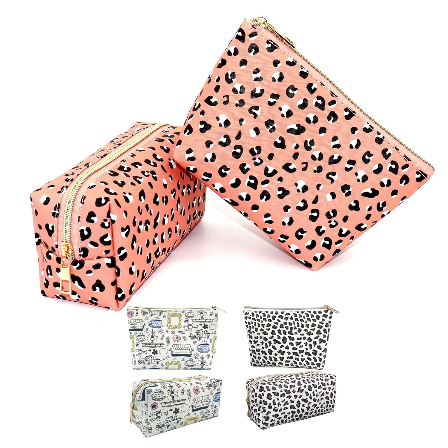 Small Cosmetic Pouch - Waterproof Leopard Makeup Bag for Purse - Multifunction Accessories Organizer