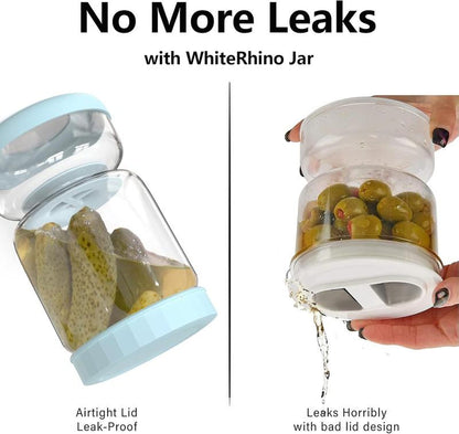 Upgrade Flip Lid Strainer Pickle Jar - Glass Pickle Jar with Strainer Lid, No Mess Pickle Storage Container, Kitchen Organization Gift for Mom, Mothers Day Gift Idea, Food Storage Jar for Pickles, Veggies, Fruits