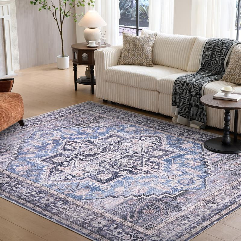 Vipfree 8X10Ft Polka Dot Bohemian Rug 35 Patterns Super Soft Non-Slip Foldable Washable for Living Room Entryway Bedroom Kitchen Corridor Kid & Pet Friendly Stain-Resistant Machine Washable Easy Fit under Furniture