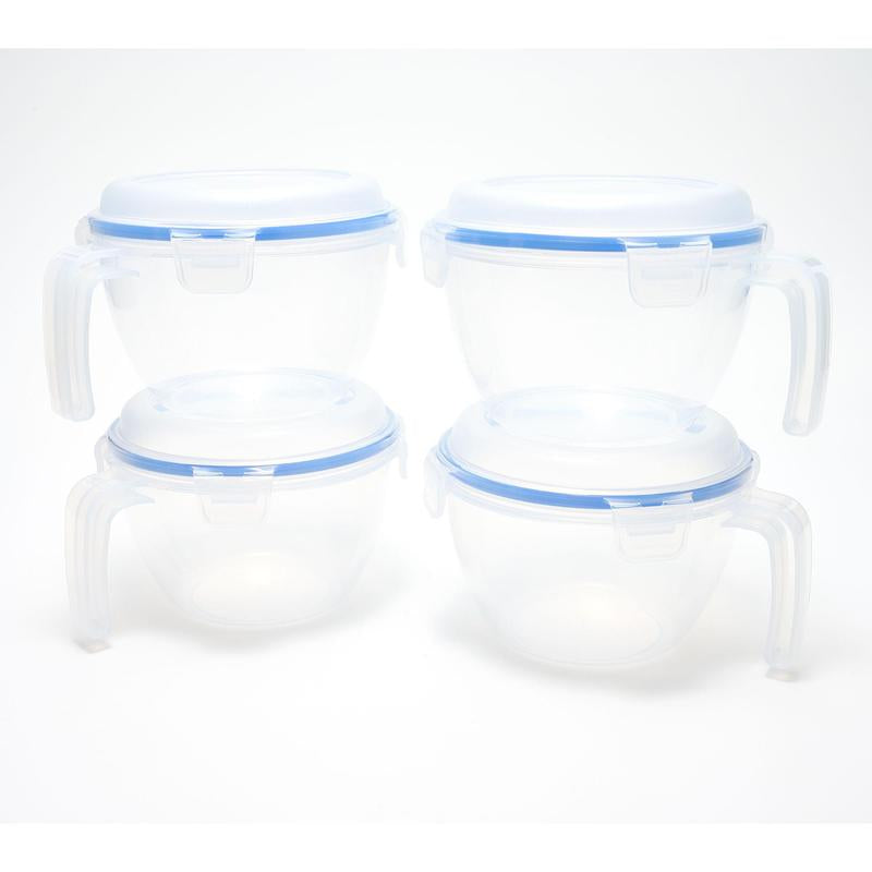 Locknlock Set of 4 Cereal Bowls with Colored Body & Handles