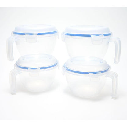 Locknlock Set of 4 Cereal Bowls with Colored Body & Handles