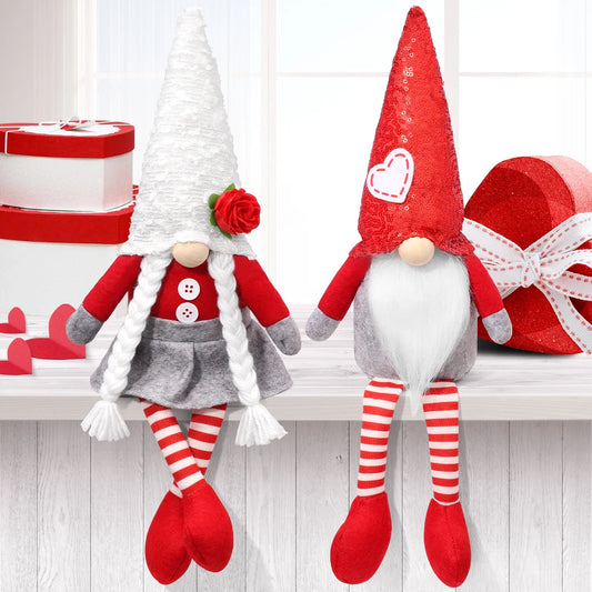Valentines Day Gnome Plush Elf Decorations - 2PCS Mr and Mrs Handmake Scandinavian Tomte for Valentine'S Day Table Decor, Valentine'S Present