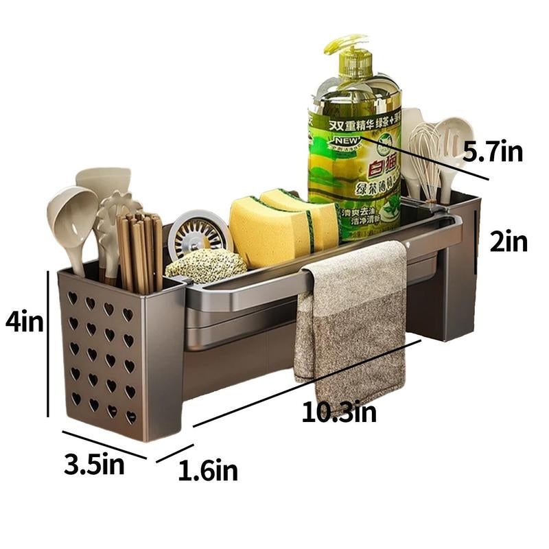 Sink Drain Rack, Kitchen Metal Sponge Drain Holder, Multifunctional Storage Rack for Home, Storage Organizer, Kitchen Essentials & Accessories