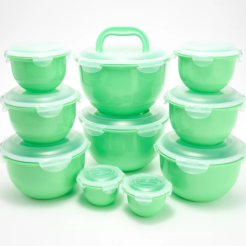 Locknlock 10-Pc Nestable Colored Body Tulip Bowls W/ (2) Handle Lids