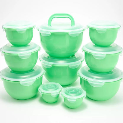 Locknlock 10-Pc Nestable Colored Body Tulip Bowls W/ (2) Handle Lids