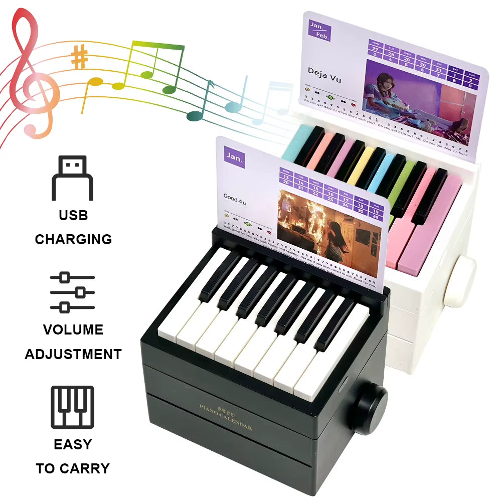 Singer Piano Calendar 2025 Piano Desk Calendar Desktop Peripheral Ornaments with 27 Music Calendar Cards 26 Songs Gift for Fans